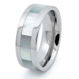 West Coast Jewelry Titanium with Mother of Pearl Inlay 8mm Ring
