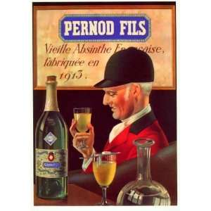  ABSINTHE DRINK PERNOD FILS FRANCE FRENCH VINTAGE POSTER 