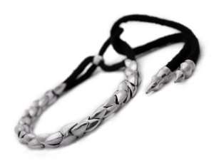  Cotton and Sterling Silver Mens Snake Bracelet, RP012 
