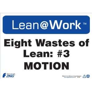 Zing Lean Processes Sign, Header Lean at Work, Eight Wastes Motion 