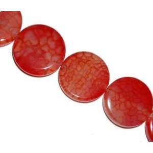  Red fire agate coin, 26x26mm, sold per 14 inch strand 