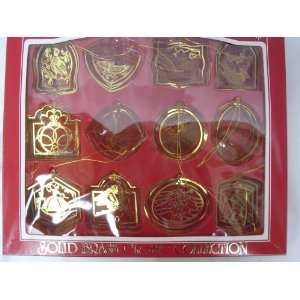 12 Days of Christmas Brass Christmas Ornaments 1 1/2 Collectible Set