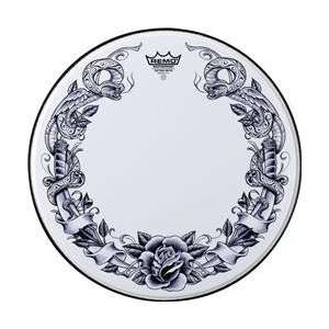 Remo Powerstroke Tattoo Skyn Bass Drumhead, White 20 Inch Dragon Skyn 