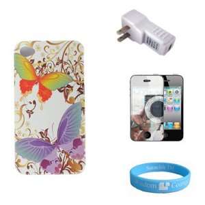 Butterfly Snap on Carrying Case for iPhone 4 + USB Wall 