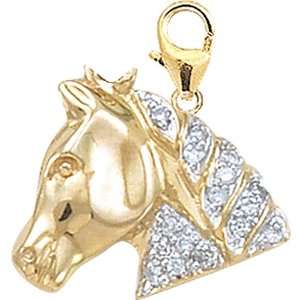  14K DIAMOND HORSEHEAD CHARM  YELLOW GOLD: Jewelry