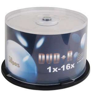  16x 4.7GB 120 Minute DVD+R Media 50 Piece Spindle 
