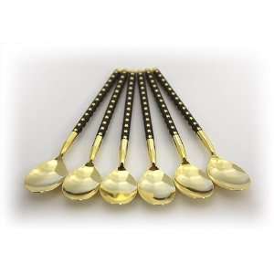  Hues & Brews 6 Piece 5 Gold Plated Stars Luxury Spoon Set 