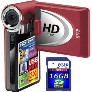  SVP T400 Red 1280x720p True HD Camcorder with 2.4 LCD (SVP 