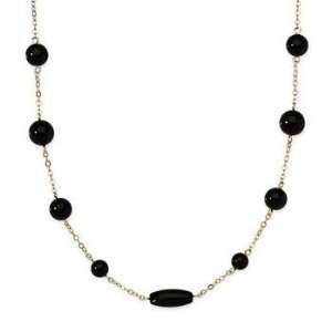   : Multi Shaped Black Onyx Bead Necklace In 14kt Yellow Gold: Jewelry