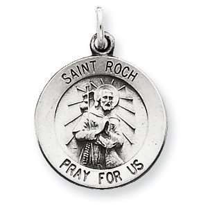 Sterling Silver Antiqued Saint Roch Medal Jewelry