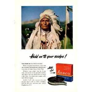  1947 Ansco Film Ad Indian Chief Hold on to Your Scalps 
