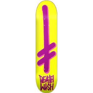  Deathwish Gang Logo Skateboard Deck   8.38 Yellow/Purple 