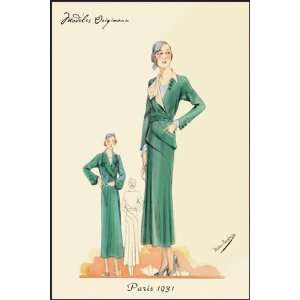 Green Dress and Overcoat   Poster by Atelier Bachrvitz 