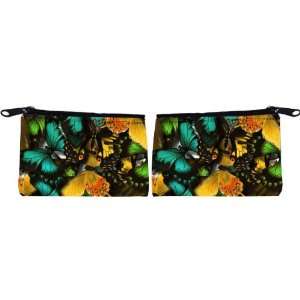 Rikki Knight Green and Yellow Butterflies Scuba Foam Coin Purse Wallet 