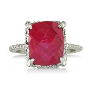  7ct Ruby Rough Cut Diamond Ring Set in Sterling Silver 