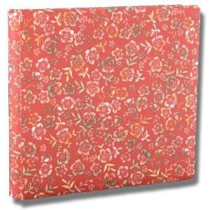   Fabric Covered Post Bound 12 by 12 Inch Scrapbook Album, Red Hibiscus