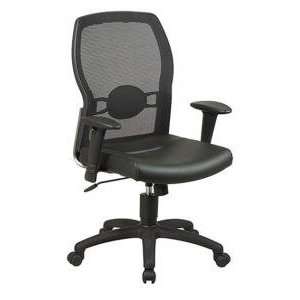   Star WorkSmart Woven Mesh Back & Leather Seat Chair: Office Products