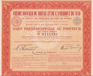 1939 Brazil   South America Stock Certificate  