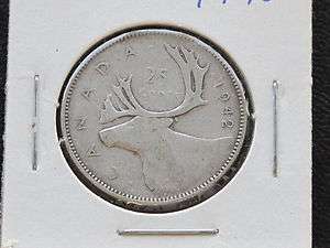 1942 Canada Georgivs VI 25 Cents Silver Coin C2818L  