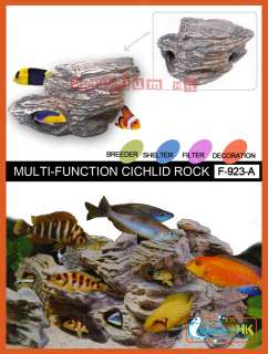   Aquarium Ornament Fish Tank Cichlid Stone Shrimp Breeding Cave F 923 A