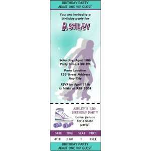  Roller Skater Birthday Party Ticket Invitation Health 