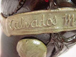 Antique Tin Glazed Stoneware CALVADOS MORIN Brandy Jug  
