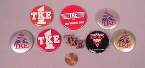 Vintage 8 TKE Tau Kappa Epsilon Fraternity Pins Badges Buttons  