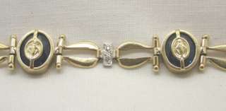 Heavy 2 Colour 18ct Gold Diamond & Blue Stone Bracelet  