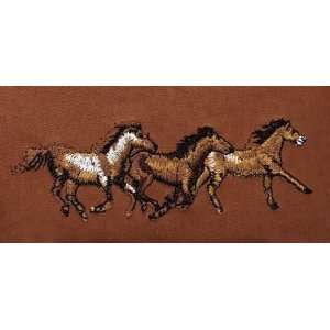 Leather Daytripper Shoulder Bag with Horse Embroider 3 Running Horses 