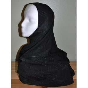  Black 2 Piece Al Amira Hijab in Textured Jacquard Fabric 