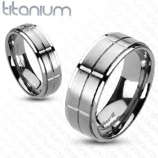 Ti Titanium Mens Slotted Stripe Comfort fit Wedding Band & Couple 