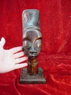 Original 13 AFRICAN WOOD CARVING Sculpture FEMALE BUST  