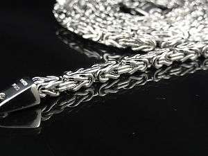 Mens Womens 14k White Gold Finish Byzantine Chain Necklace 4mm 38 