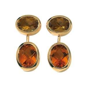  18ct Yellow Gold Citrine & Quartz Earrings: Jewelry