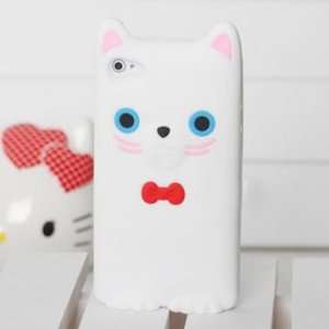   Cat Silicone Back Case for iPhone 4/iPhone 4S(White): Everything Else