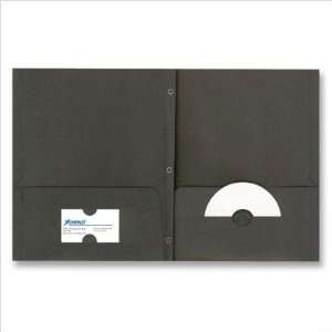   Folder,w/2 Pckts/Fstnrs,11 3/4x9 3/5,25BX,BK: Office Products