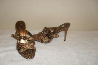   Santana Open Toe Animal Leopard Print Heels Shoes Size 6.5 M  