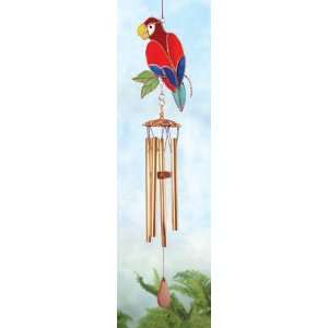    Gallery Art Glass Parrot Small Wind Chimes: Patio, Lawn & Garden