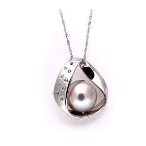  Silver Aa Pearl Necklace with Silver: Jewelry
