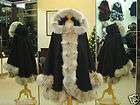 NEW BLACK CASHMERE CAPE SHAWL WITH COYOTE FUR TRIM HOOD