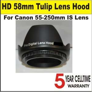 58mm Tulip Lens Hood for Canon 18 55mm, 55 250mm , 75 300mm IS Lens 