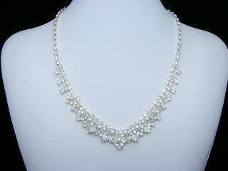 Bridal Wedding Veil Pearl Crystal Necklace Set 1105  