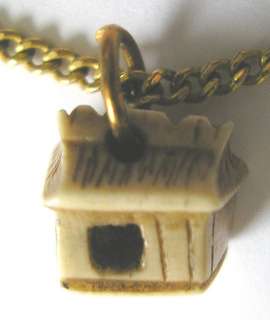 CARVED BONE CHARM LOT 5 ASIAN MINIATURE TINY UTENSILS ON CHAIN  