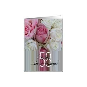  58th Wedding Anniversary Soft Pink roses Card Health 