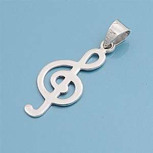  Sterling Silver Music Note Pendant 32MM: Jewelry