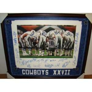  SB XXVI Cowboys Team 21 SIGNED Framed SMITH LITHO JSA 