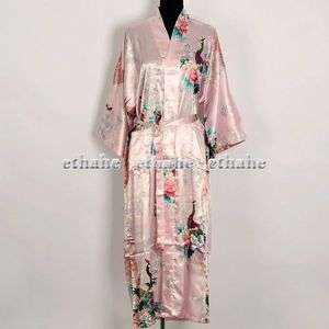 Peacock Kimono Bath Robe Yukata Night Gown Pink ELCI5M  