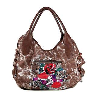   Inspired Canvas Heart Hobo Shoulder Bag Handbag Purse New Brown  