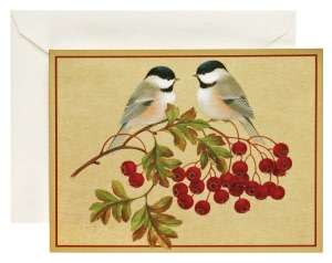   Two Birds On Berry Tree Christmas Boxed Card by 