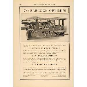  1913 Ad Babcock Optimus Machine Antique Printing Press 